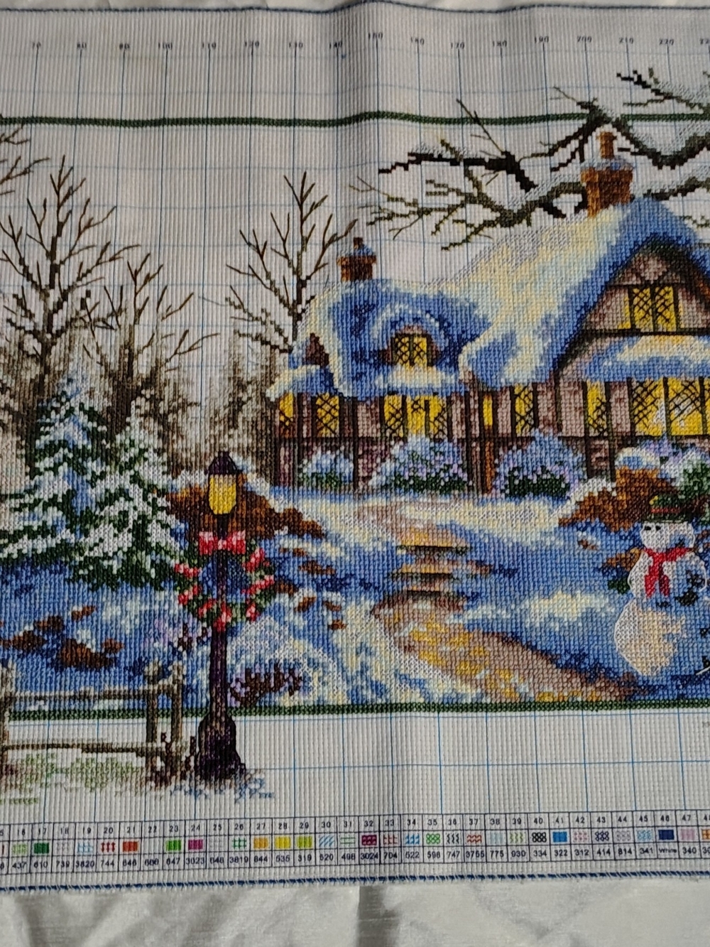 Joy Sunday Winter Cottage Stamped Cross Stitch Kit 1356 11CT 283x180
